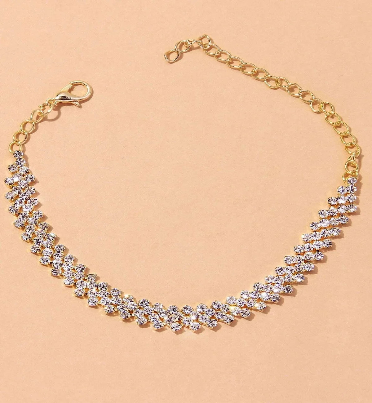 1PC Women's Simple and Premium Copper Inlaid Water Diamond Love Foot Chain Bracelet Accessories Wedding Party Fashion Jewelry
