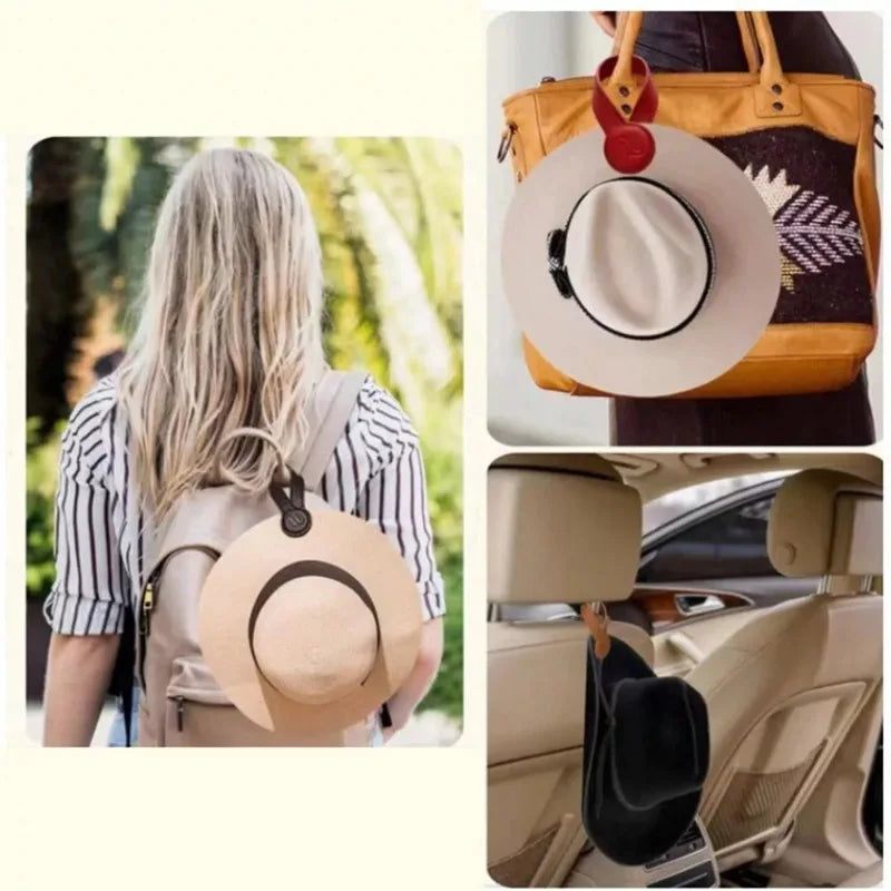 Multi-purpose Pu Leather Magnetic Hat Clip Strong Magnetic Round Organizer Clip Travel Bag Charms Luggage Accessories