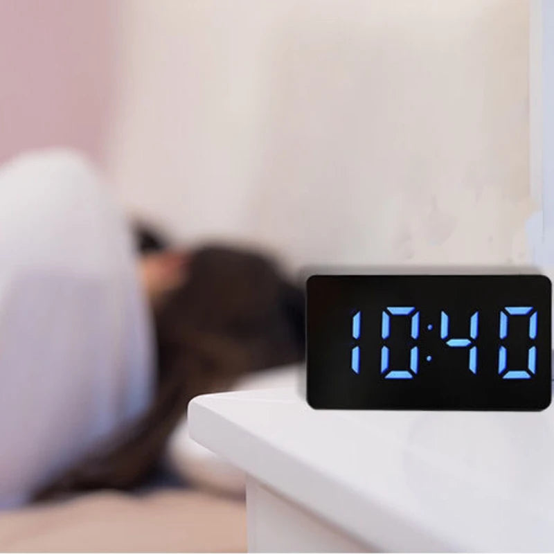 Multifunctional Table Clock Digital Alarm Snooze Mirror Display Time Night LED Light Desk Desktop Home Decor Gifts for Friends