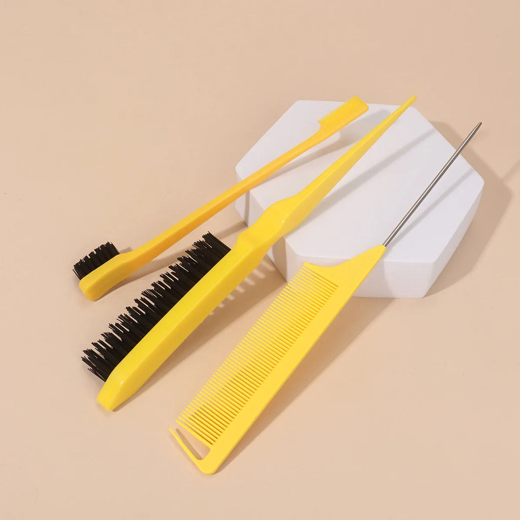 3pcs/set Double Sided Hair Edge Brush Set Hair Styling Comb Control Brush Accessories Hairline Brush Comb Styling Partition Comb