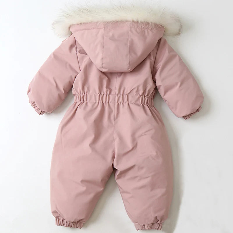 Baby-Skianzug Herbst und Winter Baby-Jumpsuit Warmer Plüsch Strampler für Jungen Baby-Mädchen-Kleidung Wasserdichte Kinderjacke