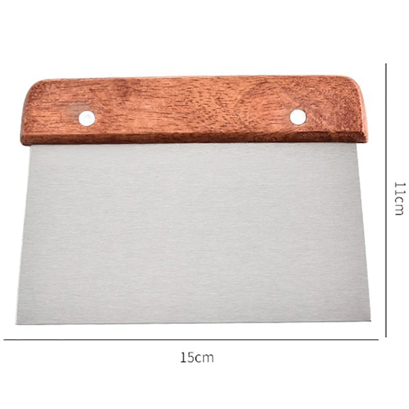 Stainless Steel Dough Cutter Scraper with Wooden Handle, Bread Baking Accessories for Sourdough Tools, Cake Scraper