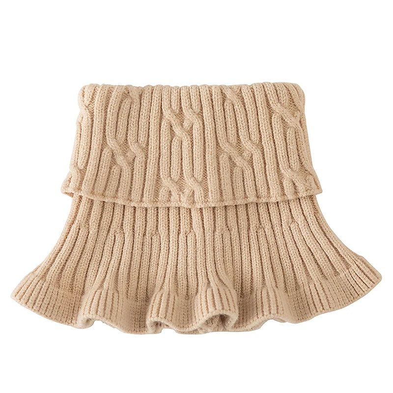 Knitted Fake Collar Ring Scarf For Woman Autumn Winter Warm Solid Color Neck Muffler Detachable Collar Scarves 25*17cm