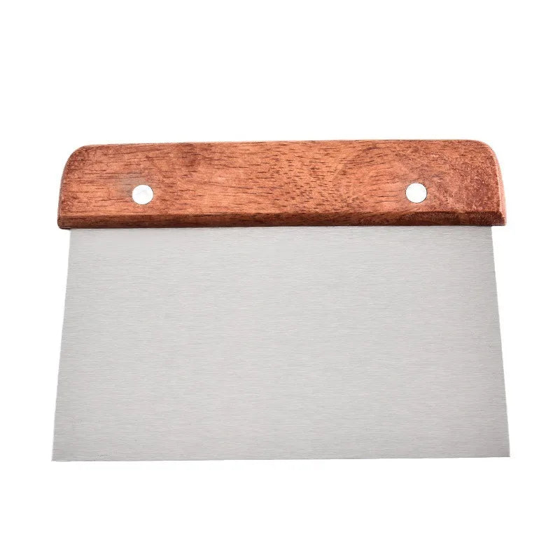 Stainless Steel Dough Cutter Scraper with Wooden Handle, Bread Baking Accessories for Sourdough Tools, Cake Scraper