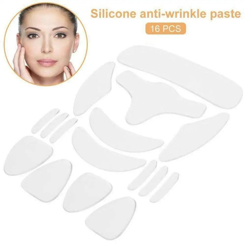Hautpflegepflaster 16 Stück Wiederverwendbare Silikonpflaster Anti-Falten-Pads Silikon-Faltenentfernung Aufkleber Gesicht Stirn Hals Augenaufkleber