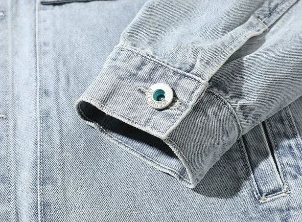 Jeans Coat for Men Letter Denim Jackets Man with Embroidery Light Designer Large Size Winter Oversize New in Korea Aesthetic L G