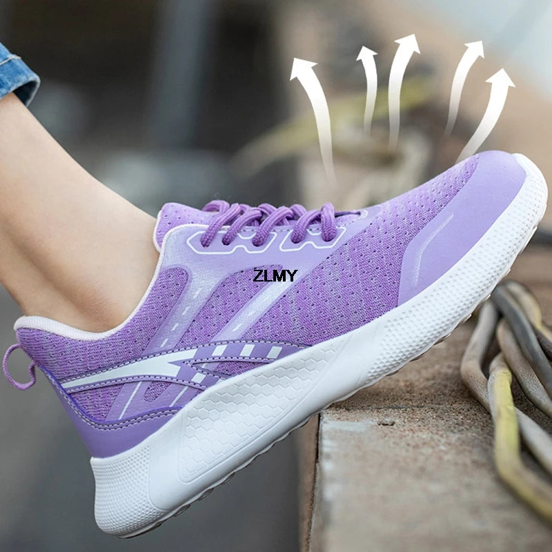 ZLMY Neue Sicherheitsschuhe für Damen, Stahlkappen-Sneaker, leichte Arbeitsschuhe, durchtrittsichere Arbeits-Sicherheitsstiefel für Damen und Herren