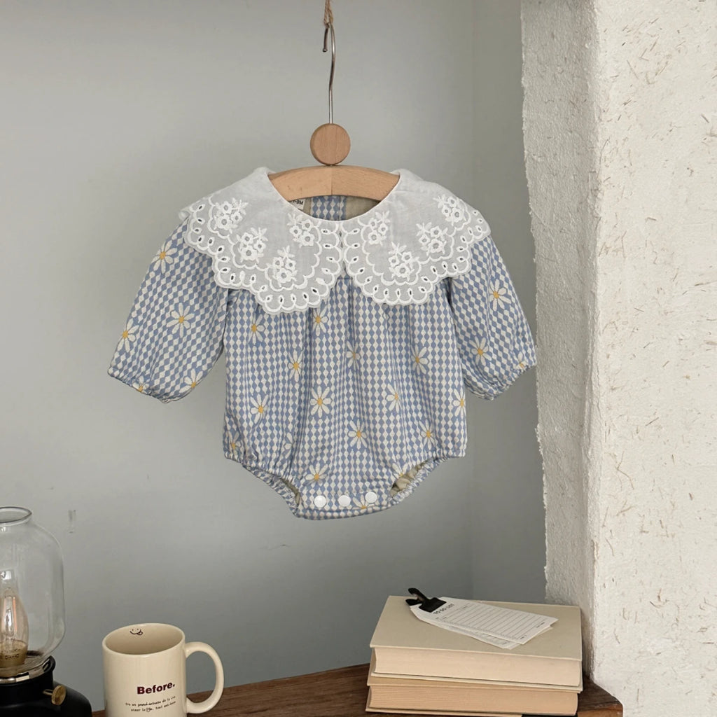 New Autumn Baby Clothing Boys Girls Cotton Long Sleeve  Daisy Printed Doll Neck Bodysuit 0-18M Newborn Casual Romper Spring