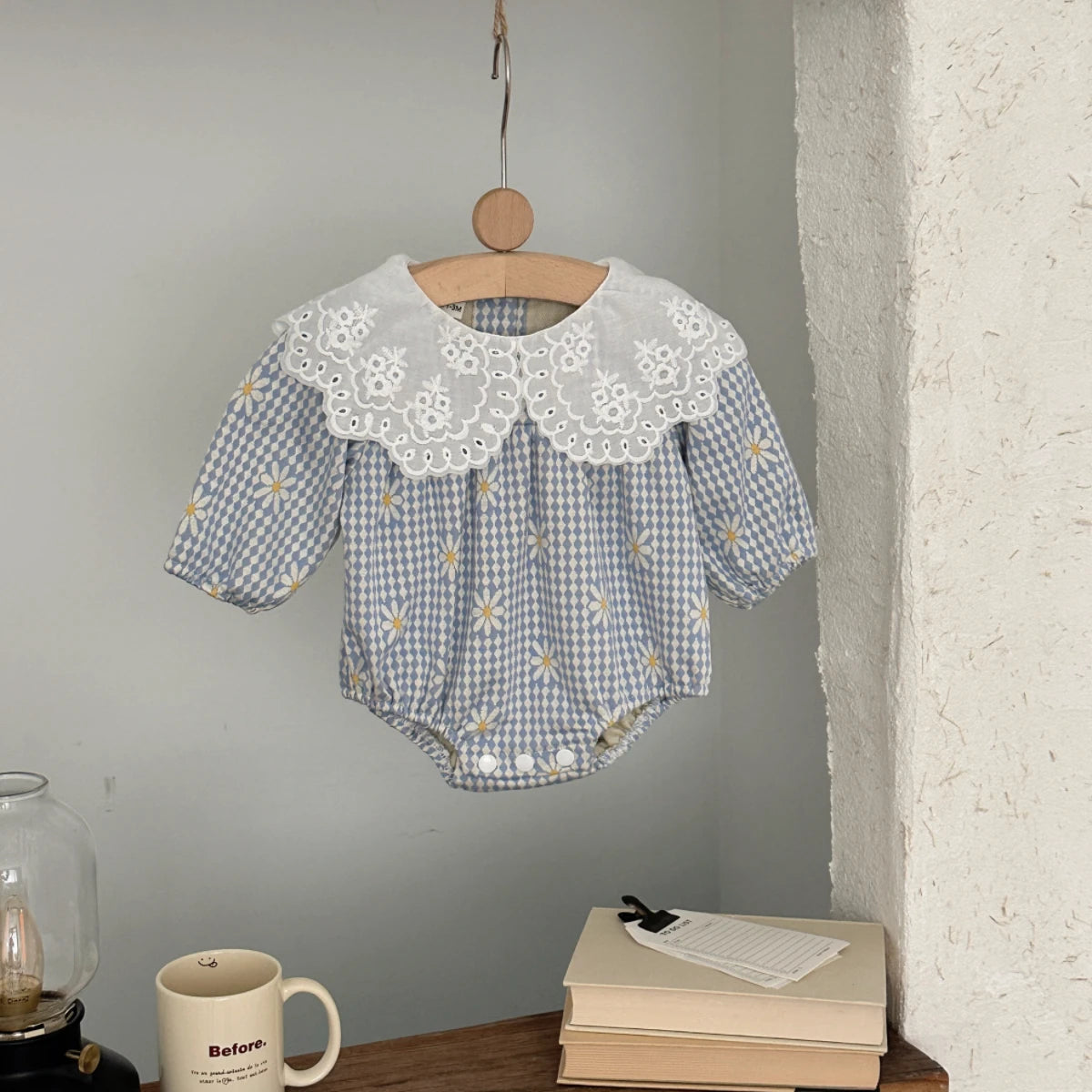 New Autumn Baby Clothing Boys Girls Cotton Long Sleeve  Daisy Printed Doll Neck Bodysuit 0-18M Newborn Casual Romper Spring