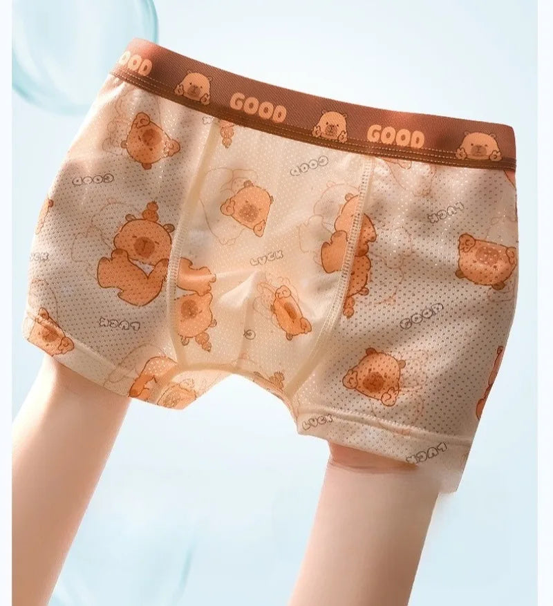 4PCS Summer Kid Mesh Breathable Panties for Boy Soft Comfort Antibacterial Knickers 3+y Young Child Cute Cartoon Print Underwear