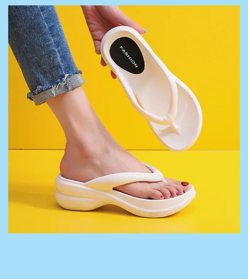 Woman House Heel Slipper Wedges Cloud Sandals Summer Soft Flip Flops Beach Slides Home Garden Shoe Outdoor Ladies Female Girls