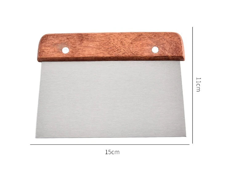 Stainless Steel Dough Cutter Scraper with Wooden Handle, Bread Baking Accessories for Sourdough Tools, Cake Scraper