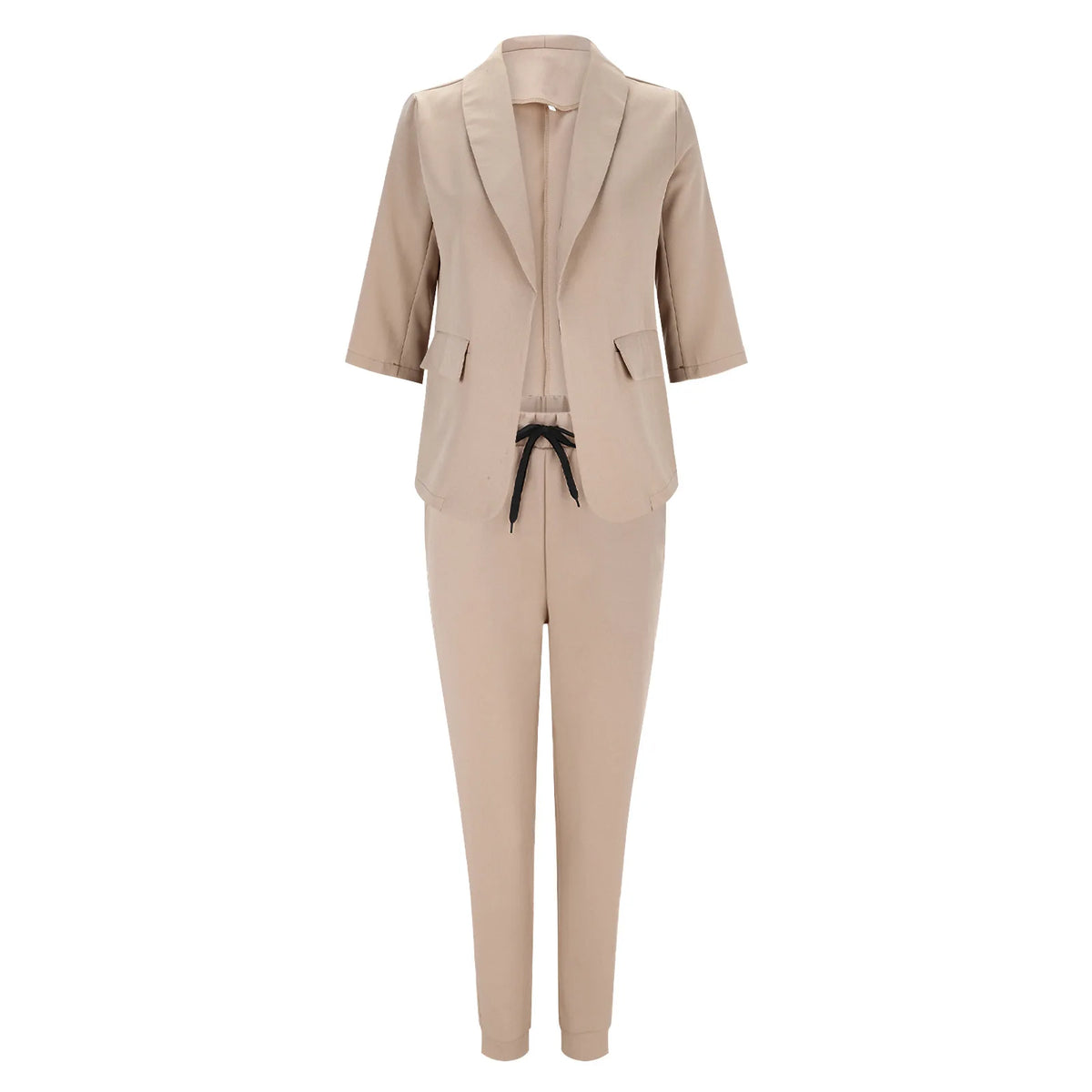 Traje de oficina formal de dos piezas para mujer 2026, conjunto de blazer y pantalón ajustado con bolsillo, solapa, conjuntos de oficina para mujer, chándal de 2 piezas