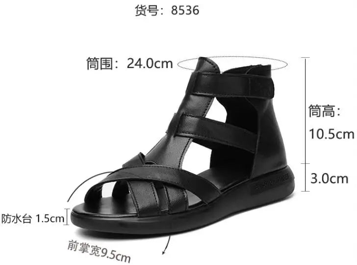 GKTINOO Summer Open Toe Genuine Leather Sandals Flat Shoes Roman Sandals 2026 Large Size Cool Boots Women Shoes Flat Sandals New