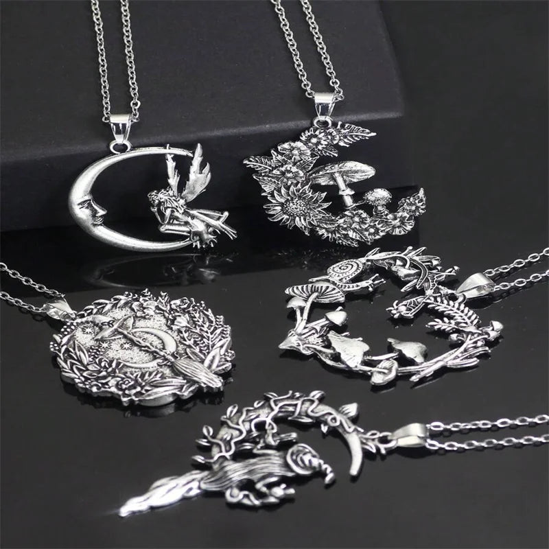 1pc Fashion Mushroom Heart Moon Pendant Necklaces,18 Inch Chain Necklace Party Jewelry Gifts Valentines