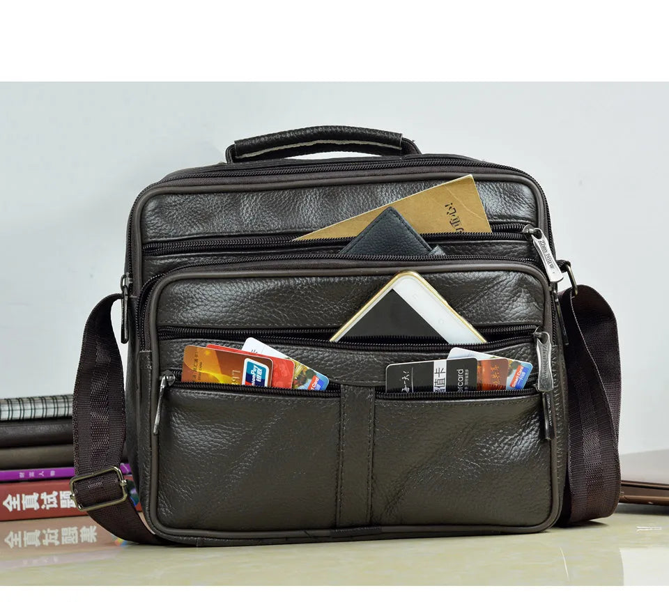 New Arrival Men Shoulder Bag Men's Genuine Leather Messenger Bag Boy Coffee Middle Size Handbags Tote Natural Skin Men Briefcase