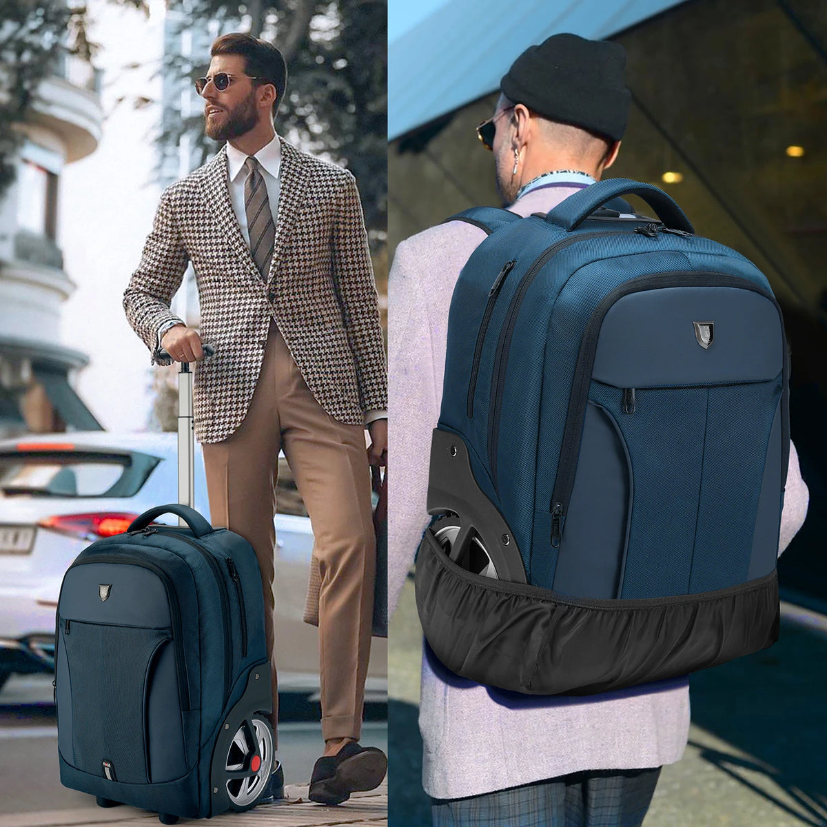 Rolling Luggage Travel Backpacks With Wheels Business Laptop Backpack Cabin Carry on Luggage Telescopic Handle Durable Wheels