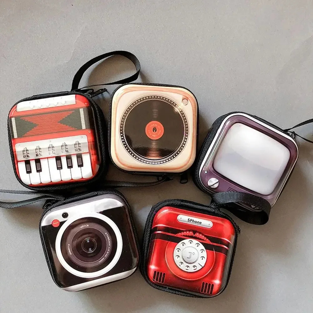 Retro Feelings Creative Coin Purse Headphone Storage Bag TV Tape Bag Coin Bag Storage Box Wallet Purse Kids Earphone Box