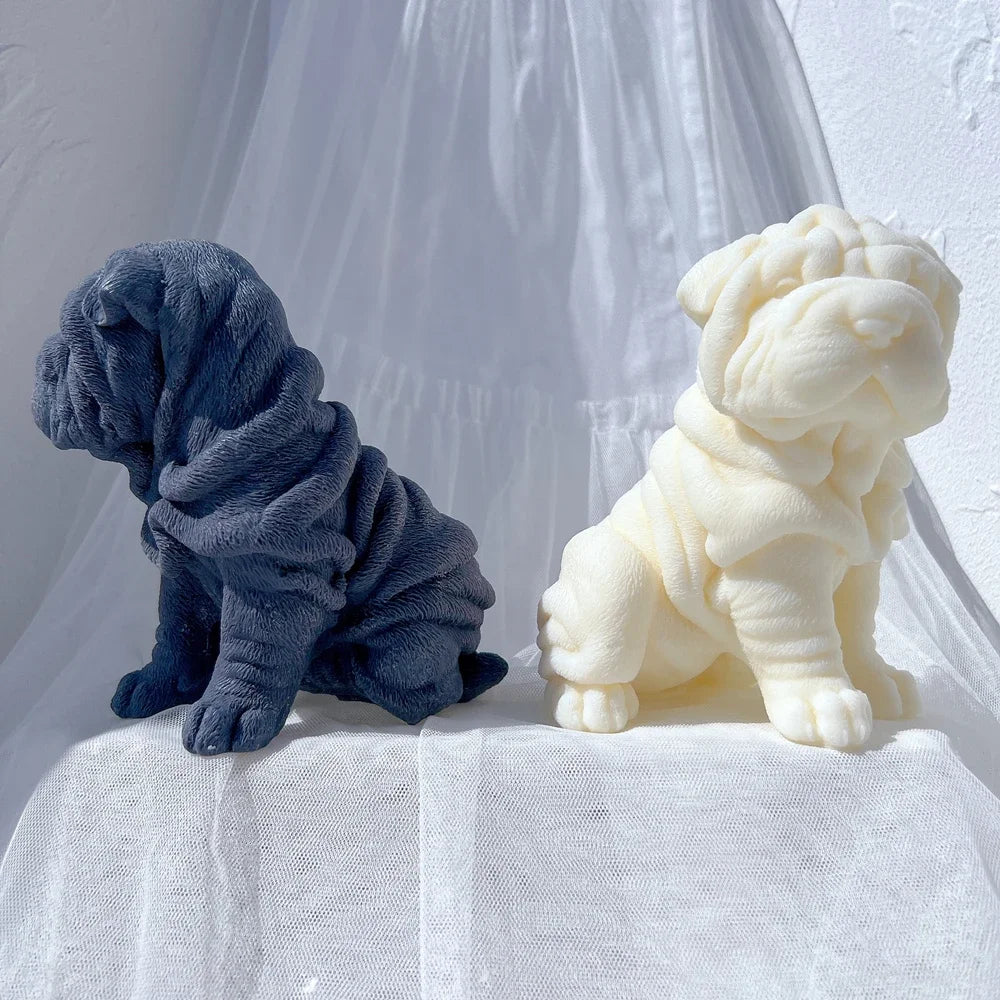 Shar Pei Dog Puppy Candle Mold Animal Puppies Soy Wax Silicone Mould Dog Lover Home Decor