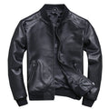 Leder Bomberjacke Herren Fliegerjacke Schwarzes echtes Leder Schaffell Kurz Slim Business Jacke Leder