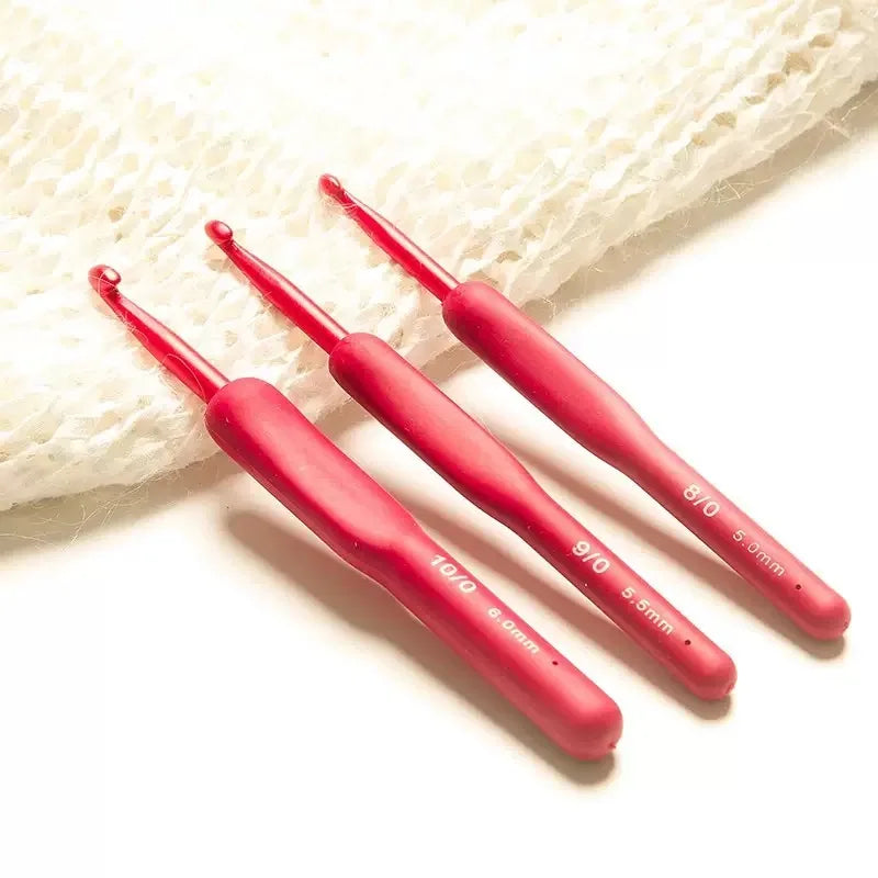 1 Set 9pcs Silicone Crochet Hooks Set Needle 2-10mm  Handle Frosted Aluminum Handmade DIY Hook Head Crochet Sweater Weaving