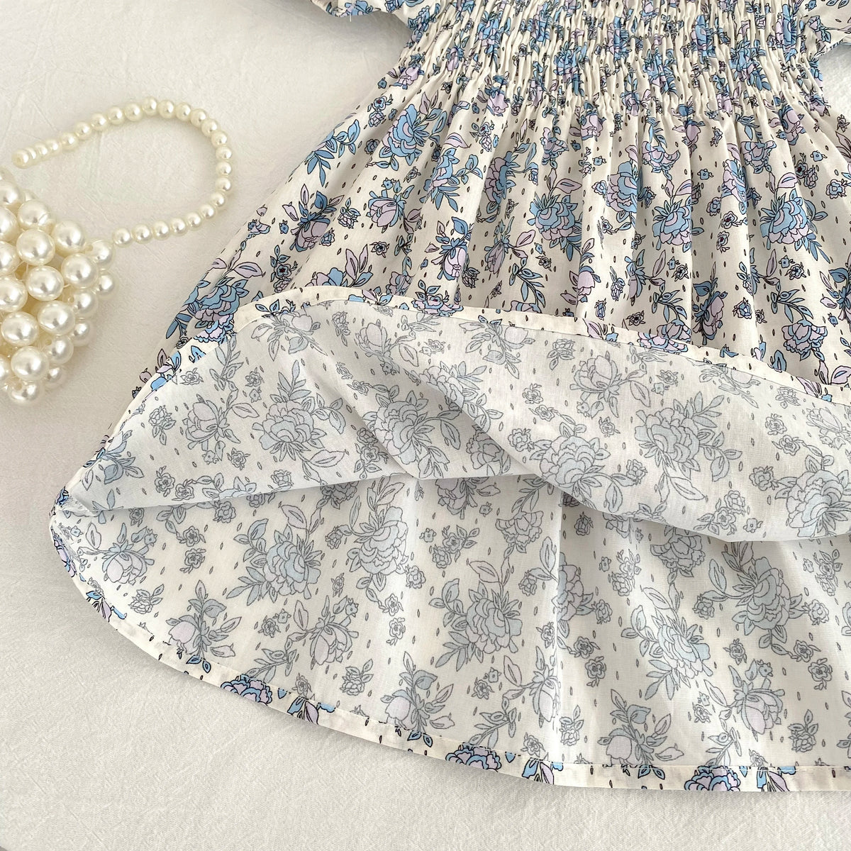 Toddler Girls Floral Princess Dress Little Girl Cotton Short Sleeve Blue Flowers Party Dress Summer Casual Dresses Kids Clothes