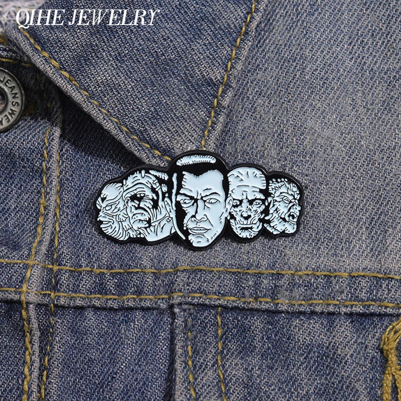 Halloween Horror Monsters Brooch Enamel Pins Custom Anime Movie Role Brooches Decorative Backpack Lapel Badge Punk Jewelry Gifts