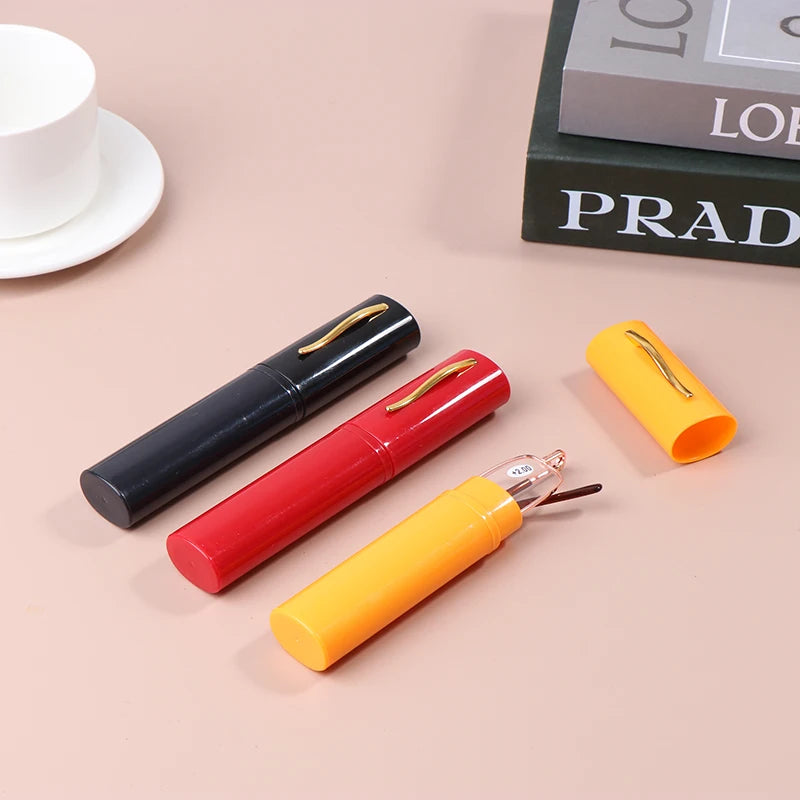 Stick On Phone Mini Clip Nose Bridge Reading Glasses Ultra Thin Reading Glasses 100-350 Portable Presbyopic Glasses With Case