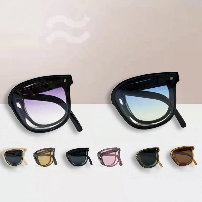 Folding sunglasses for women with high-end feel 2023 new UV protection and sun protection, large face slimming with degree