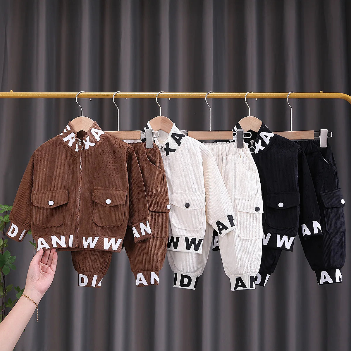 Spring Baby Boys Clothing Set Corduroy Zipper Jacket Coat + Pants 2Pcs For 1-5 Years Kids Casual Outifts Children Tracksuit