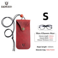 Solid Color Genuine Leather Reading Glasses Bag Case Handmade Leather Sunglasses Pouch Simple Eyewear Storage Pocket Accessories
