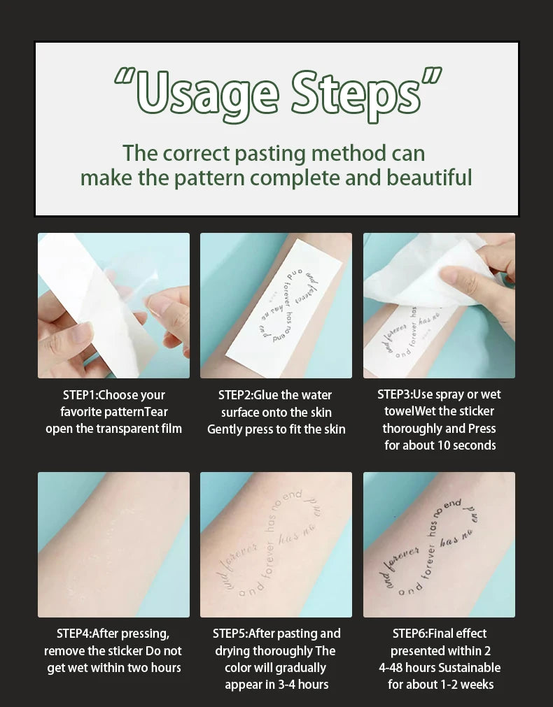 Simple Poem Waterproof Temporary Tattoo for Arm and Wrist, Long-Lasting, Realistic Fake Tattoo for Men and Women