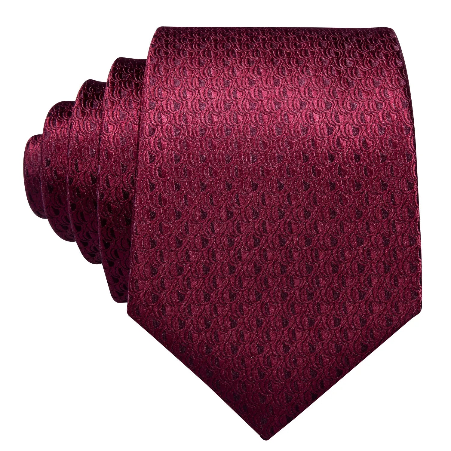 Burgundy Mens Tie Hanky Cufflinks Brooch Set Jacquard Red Wine Maroon Necktie Collar Pin For Male Wedding Events