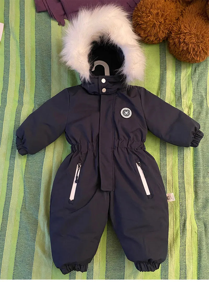 Baby-Skianzug Herbst und Winter Baby-Jumpsuit Warmer Plüsch Strampler für Jungen Baby-Mädchen-Kleidung Wasserdichte Kinderjacke