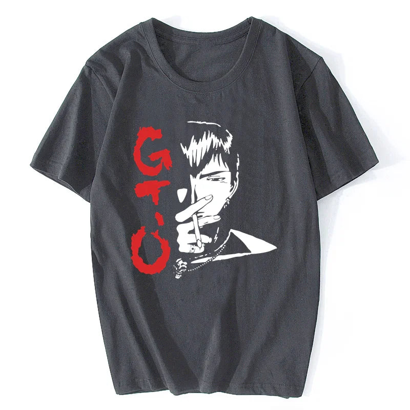 Funny Anime Great Teacher Onizuka T Shirt Men Short Sleeve GTO Manga Tshirt O-neck Cotton Tee Top Japan Eikichi T-Shirt Harajuku