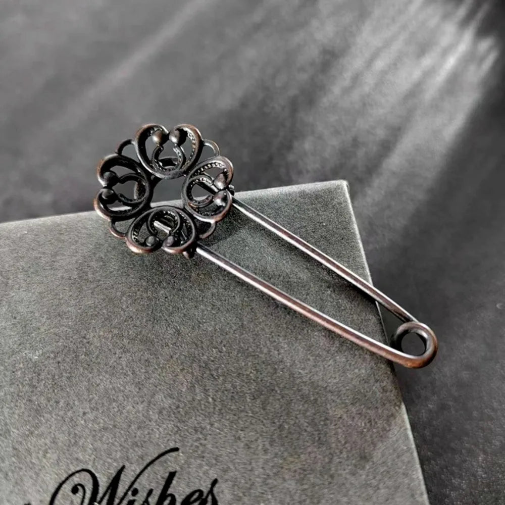 Multi-purpose Metal Pins 55mm-83mm Large Black Metal Safety Pin Woman's Scarf Clothing Adjustable Pins
