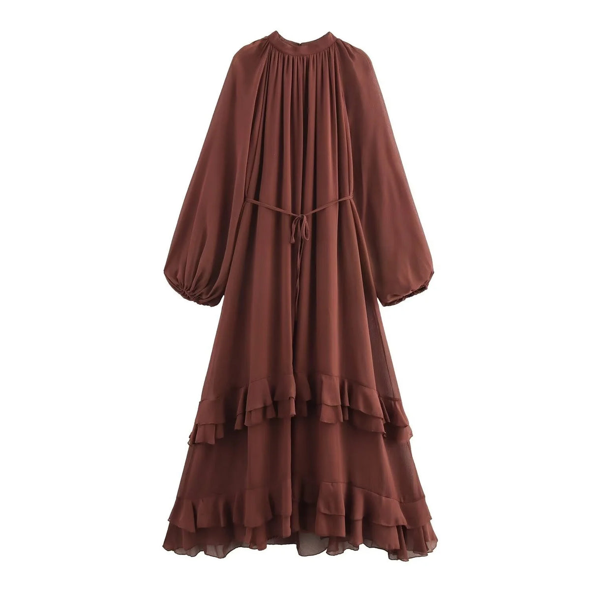 Elegant Dress With Ruffled Long Sleeves Bohemian Dress With Tie Straps And An Irregular Hem Trendy New Women Dress Spring Summer