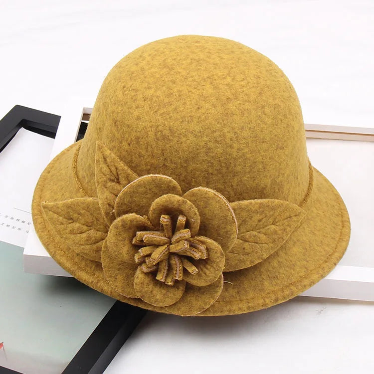 2025 Autumn and Winter New Woolen Hat for Women, Three-dimensional Big Flower Fashion Hat, Temperament Top Hat