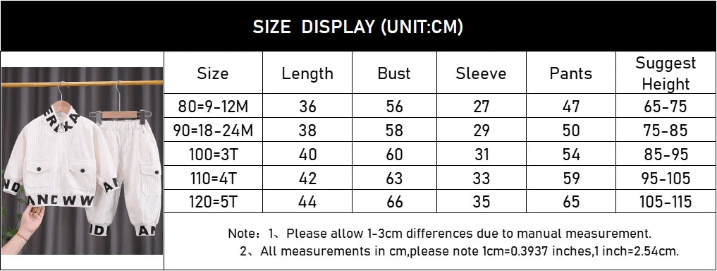 Spring Baby Boys Clothing Set Corduroy Zipper Jacket Coat + Pants 2Pcs For 1-5 Years Kids Casual Outifts Children Tracksuit