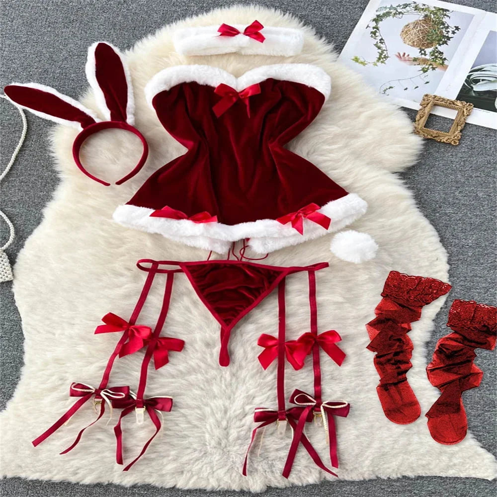 Sexy Cute Sweet Lace Backless Jumpsuit Women Slim Fit Bodysuit Girl Strap Bow knot Cosplay Hot Sweet Bow Ribbon Lingerie Dress