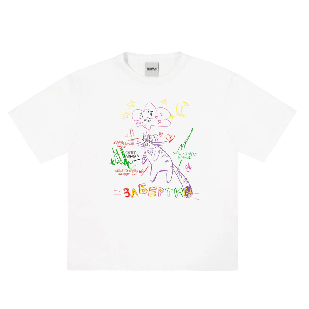 Streetwear Men's Clothing Cotton Cat Graphic Print Korean Fashion Harajuku Goth Y2k Hip Hop Short Sleeve Top Tee Oversize Tshirt