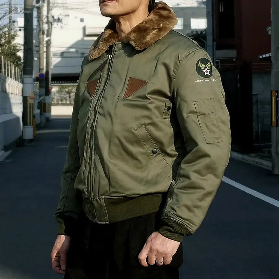 TOYS McCOY1945 real wool collar B15A thickened flight jacket