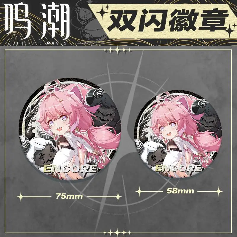 New Game Wuthering Waves Game Badge Rover Encore Baizhi Camellya Geshulin Scar Yinlin Cute Cartoon Anime Pin Brooch Jewelry Gift