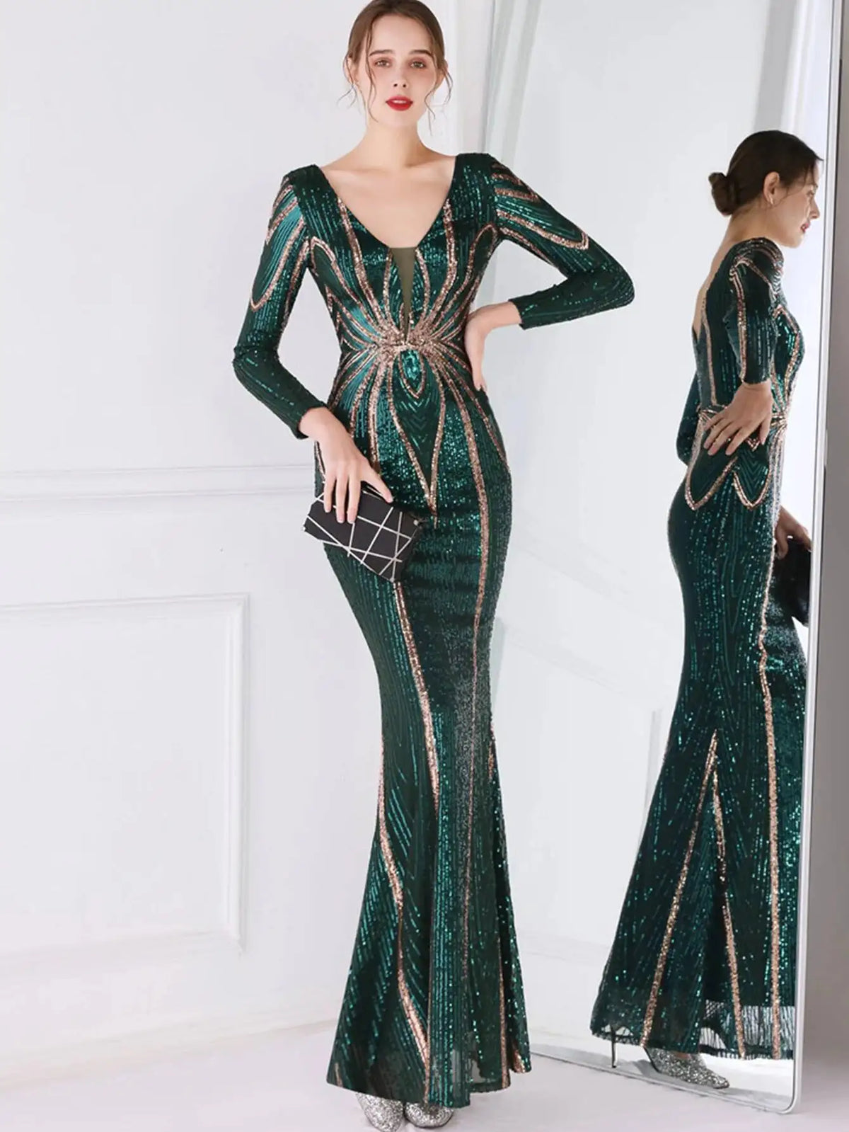 Sexy long sleeve birthday evening dresses for women 2026 elegant luxury wedding party dress vintage maxi sequin dress vestidos