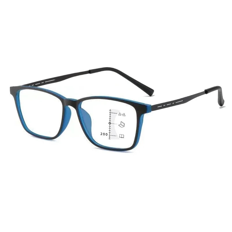 Titaninum Progressive Multifocal Glasses Unisex Flexible TR90 Reading Glasses Vintage Near Far Presbyopia Eyewear for Men Women