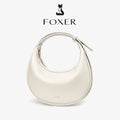 FOXER Brand PU Leather Women's Shoulder Bag Fashion Female Underarm Hobo Bag Crescent Half-moon Bag Travel Small Crossbody Bag