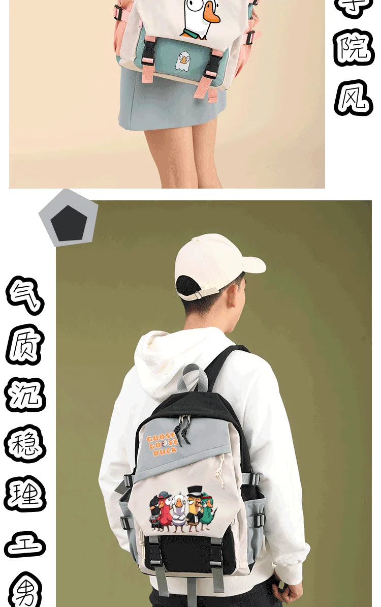Goose Goose Duck Game Cosplay Rucksack Studenten Schultasche Cartoon Bookbag Laptop Reise-Rucksack Outdoor Jungen Mädchen Geschenke