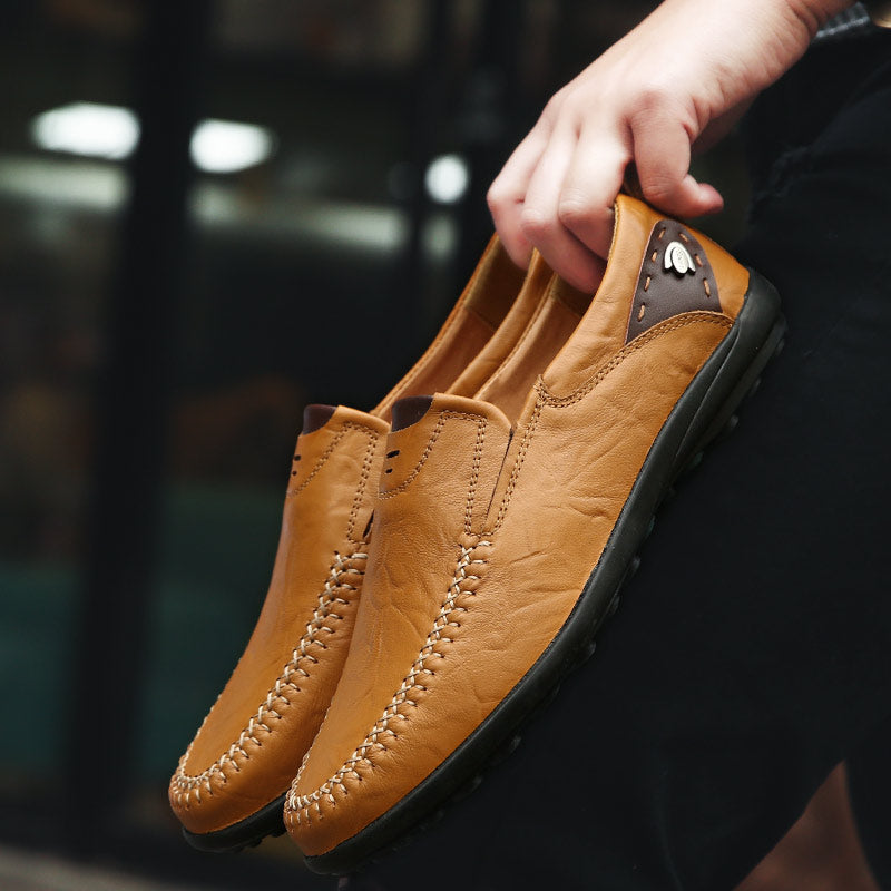 Herrenschuhe Casual Luxus-Marke Echtes Leder Italienische Herren Loafers Mokassins Slipper Herren Mokassins Schwarz Braun Übergröße 47