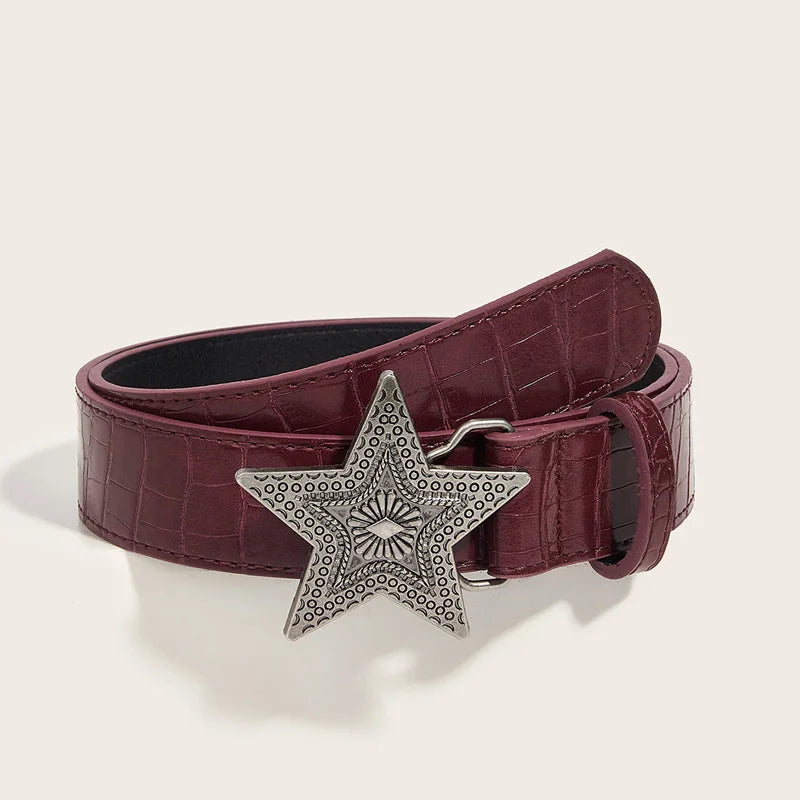Women's Belt Pants Trousers Jeans Pattern Leather Belt For Cosplay Accessories Women Halloween Suits Black Wine Red Waistband