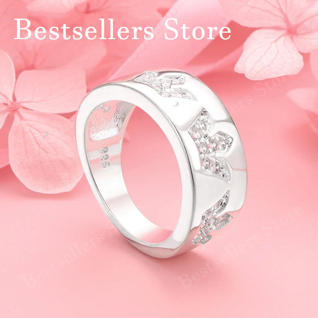 1 Stück 925er Sterlingsilber 7-10 Luxus-Kronen-Zirkonring, modisches Damen-Geschenkaccessoire Schmuck